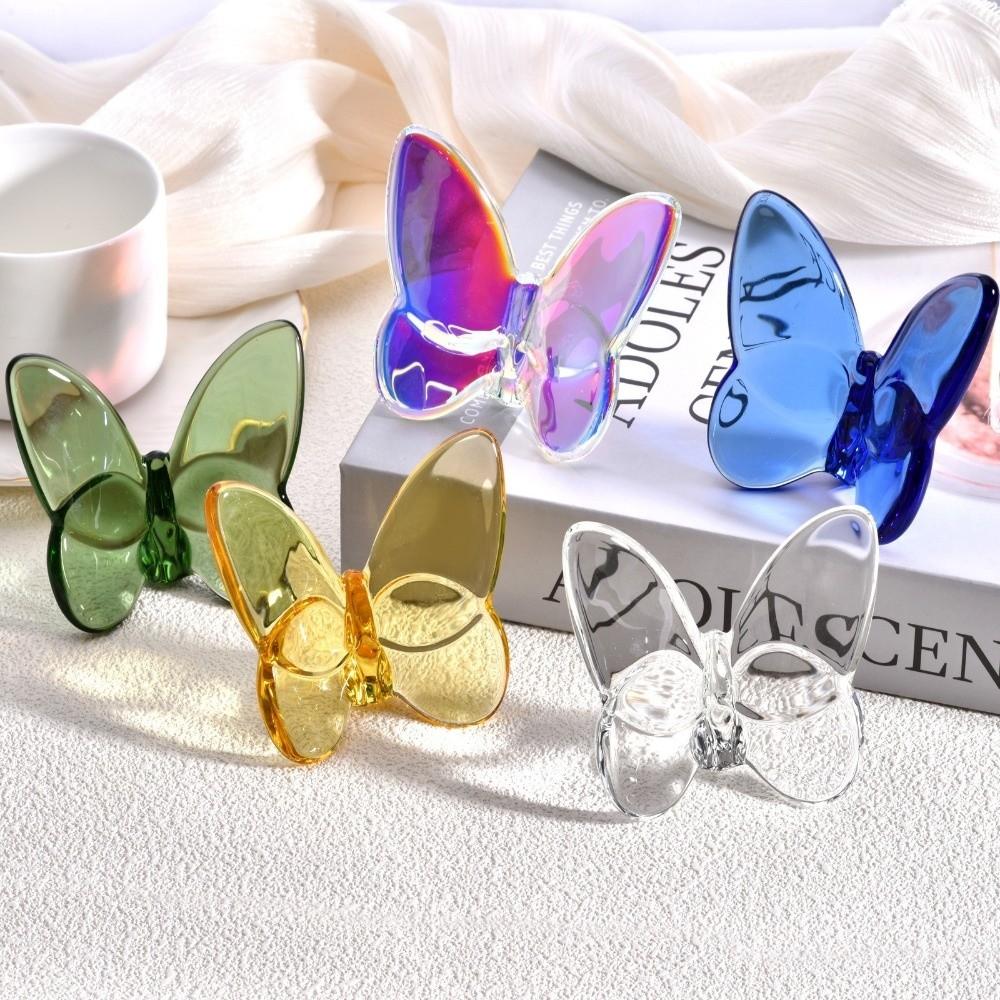 

Glass Butterfly Figurine Mini Table Ornaments Elegant Desktop Decoration for Wedding and Party хакі