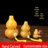 Beige Jade Gourd Stone Ornament with Auspicious Clouds - Handcrafted Gift for Office or Business