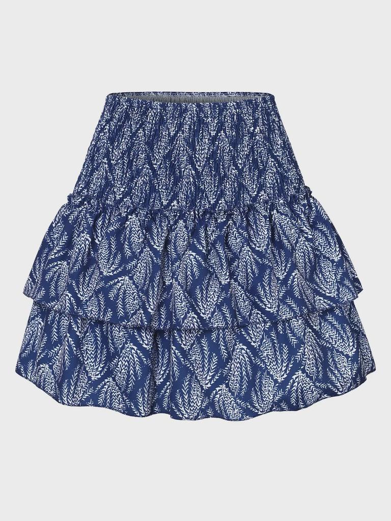 2023 Women's Pleated Ruffle Mini Skirt - Floral Print, 13 Colors Available