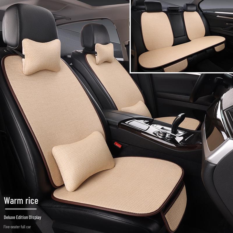 

Универсальный дышащий льняной комплект чехлов на сиденья автомобиля на четыре сезона - 7 штук, с полным охватом