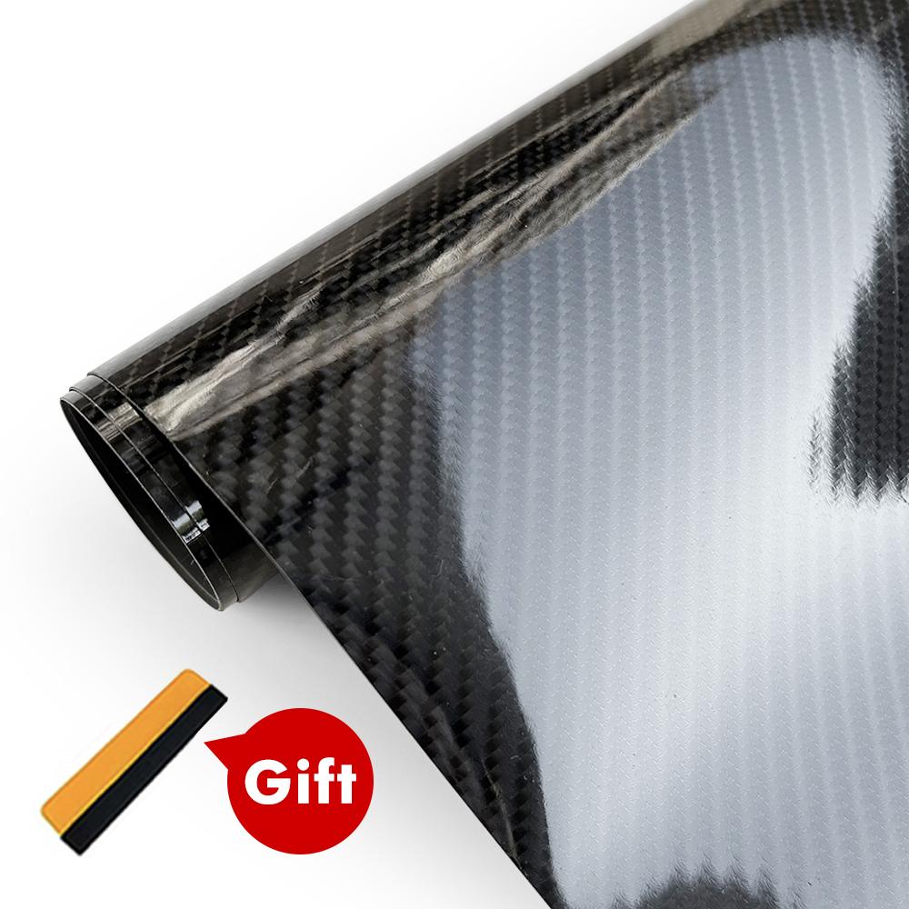 9D Carbon Fiber Car Sticker Self Adhesive Glossy Black Vinyl Wrap Film Anti-Scratch Auto Decoration Sticker for Cars Accessories