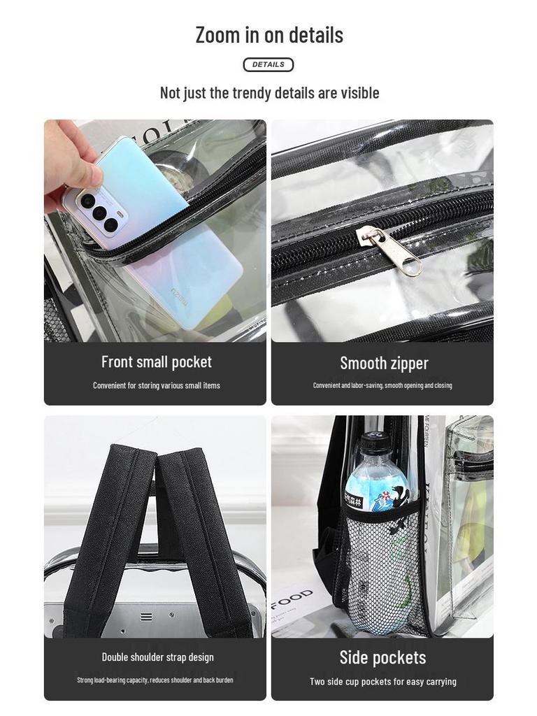 Waterproof Transparent PVC Large-Capacity Student School Backpack