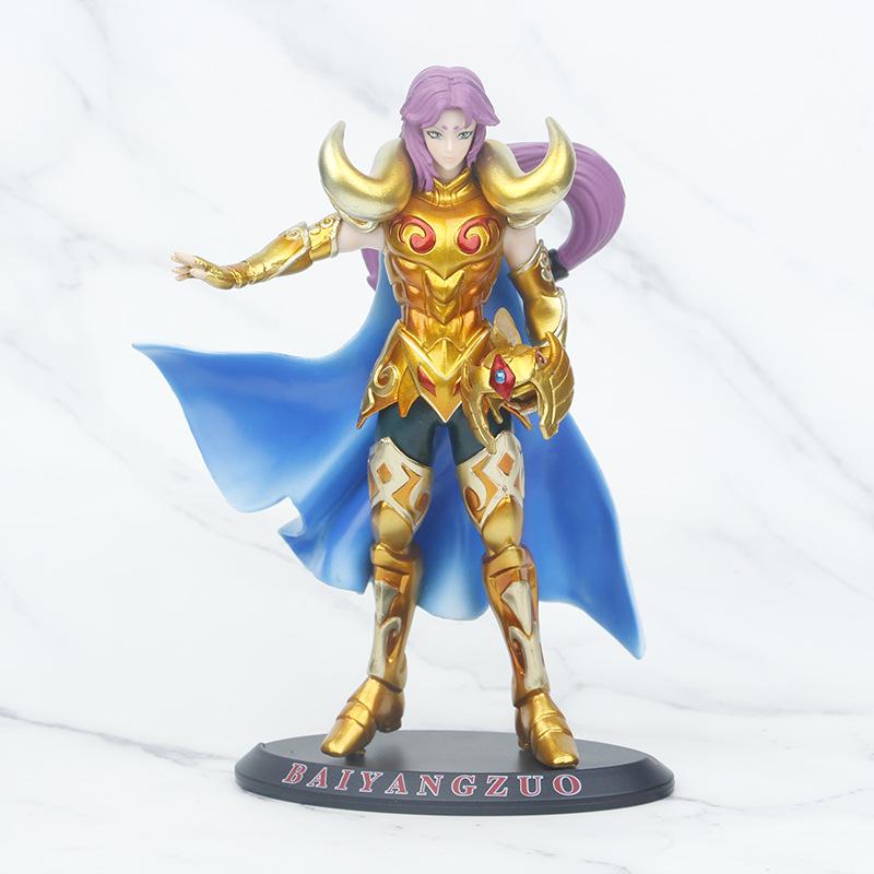 Cheap Anime Gold Saint Seiya Aquarius Aries Pisces Aquarius Cancer Leo PVC Action Figure Collectible Model Toy 19-21cm