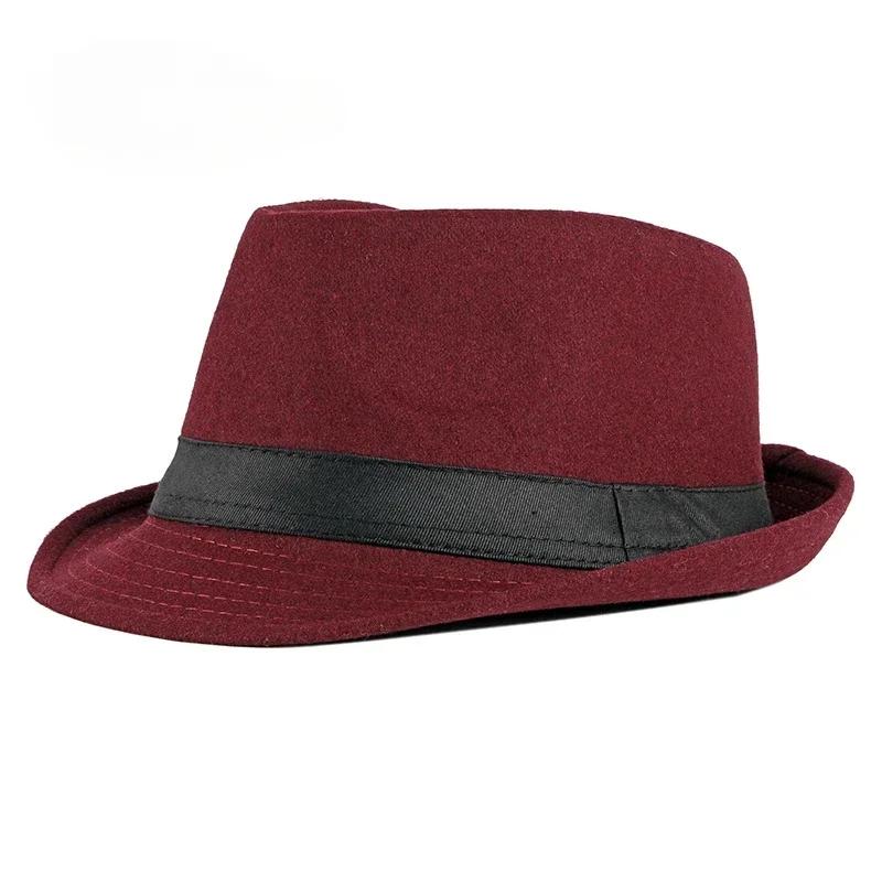 Unisexové britské plstěné jazzové klobouky pro muže středního věku klobouk kbelíkový vlněný fedora klobouk podzim zima pro pány svatební párty magické klobouky