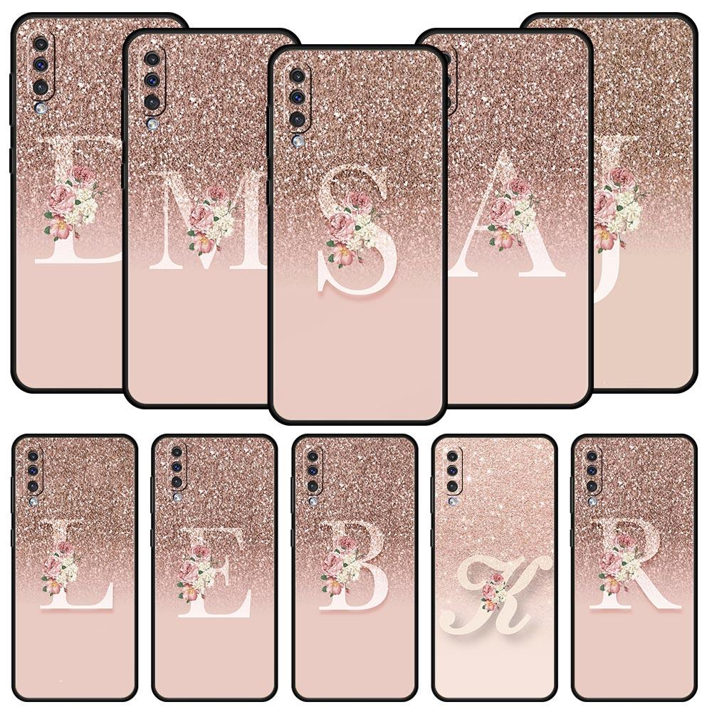 Letter Pink Shiny Phone Case For Samsung Galaxy A56 A36 A26 A34 A17 A16 A06 A14 A12 A54 A72 A24 A22 A20e A52 A50 A40 A32 Cover