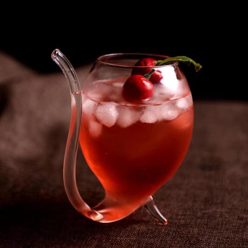 Vampire Goblet with Straw: Tall Stem Red Wine & Cocktail Glass