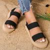 Women's Fashion Trend Anti-slip Wear-resistant Pure Black Belt Soft Soled High-heeled Sandals