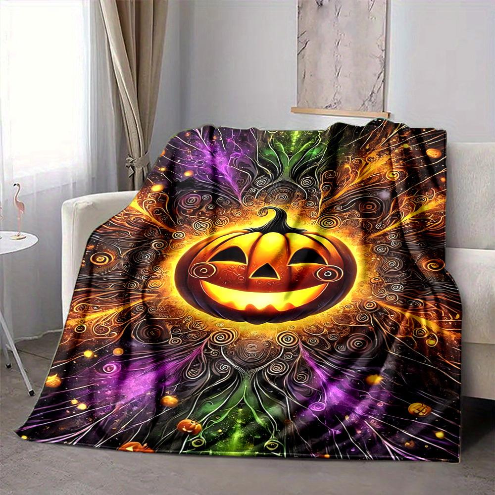 1pc Pumpkin Halloween Blanket, Lightweight Flannel Throw Blanket for Sofa, Bed, Travel, Camping, Living Room, Office, Couch, Chair, a0922080