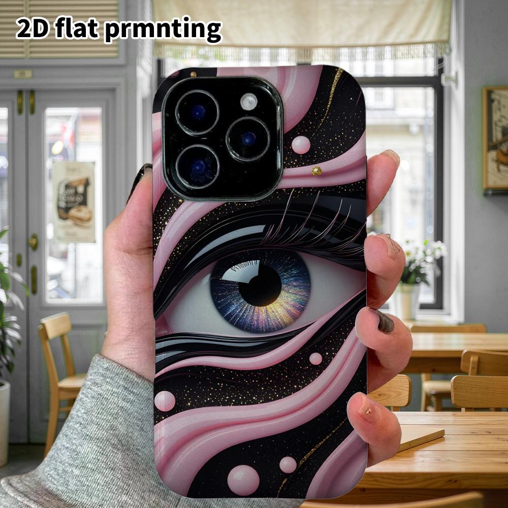 Phone Case: 2D flat design suitable for iPhone 18, 17, 16, 15, 14, 13 Pro film protection case, couple style, enchanting big eyes, Christmas and Hallo