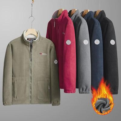 Men's XL Polar Fleece Stand Collar Jacket - Warm Sportswear for Autumn/Winter