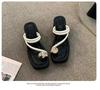 Women's Chunky Heel Platform Sandals, 2025 New Two-Way Summer Beach Slippers with Clip Toe Design.