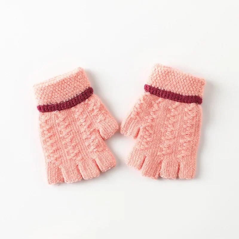 Ciepłe rękawiczki z półpalcem dla dzieci Pisanie żakardowe rękawiczki z dzianiny dla zimowych studentów Dzieci Chłopcy Dziewczęta Ciepłe rękawiczki