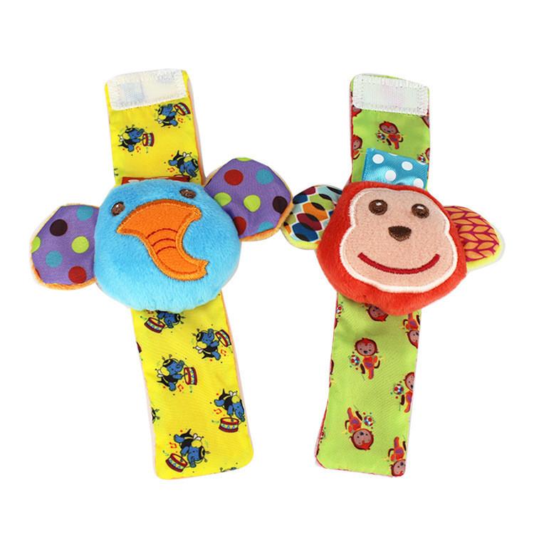 Baby Elephant Monkey Wrist Rattle Toy With Soft Fabric Material For Early Education And Sensory Development