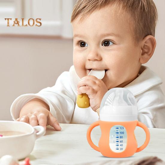 Babyflaschenhülle für Philips 4/8oz Glas, Silikon-Griffe mit einfachem Griff zum Schutz vor Stürzen, reduziert den Plastikkontakt, Babyflaschenabdeckung