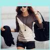 Camicetta a maniche lunghe a blocchi di colore slim fit autunno stile coreano moda donna