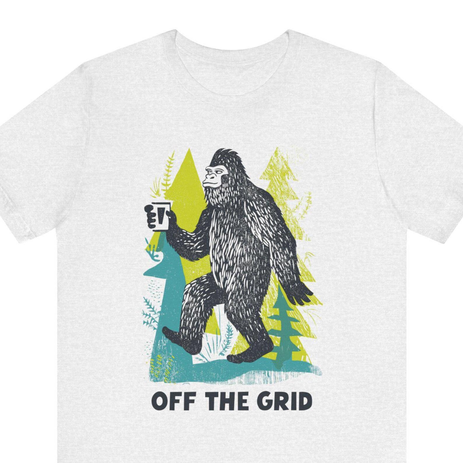 Unisex Bigfoot Adventure t-shirt, Off the Grid Shirt, Outdoor Enthusiast Gift, Camping Apparel tee, Wilderness Style Tee, Recluse shirt XL