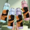 1PC Two Cats Hugging Together 750ml Color Plastic Sports Water Bottle Leakproof Flip Straw Lid Suitable for Sports Office Home Use