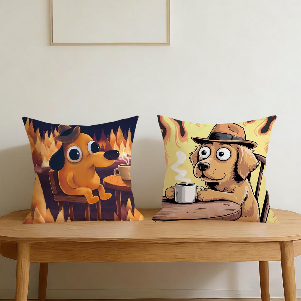 This Is F-Fine Meme Cushion Cover For Pillow Printing Sofa Decoration Home Car Room Coffee Shop Office Nordic Simplicity