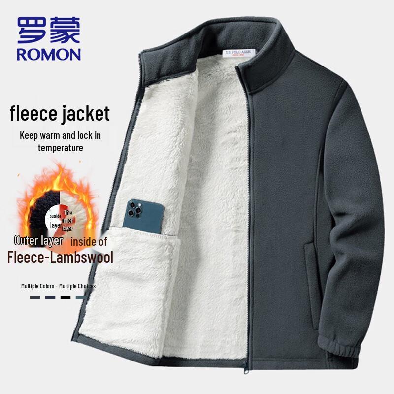ROMON Men's Autumn Winter Warm Fleece Jacket