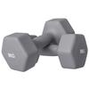 Set of 2 9 Kg Hex Dumbbells In Metal and Plastic with Non-Slip Grips. 25x11x11cm. Grey
