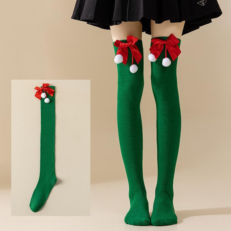Christmas Striped Over Knee Thigh High Stockings 1 Pair Soft Socks for Women Xmas Party Favor Gift Option