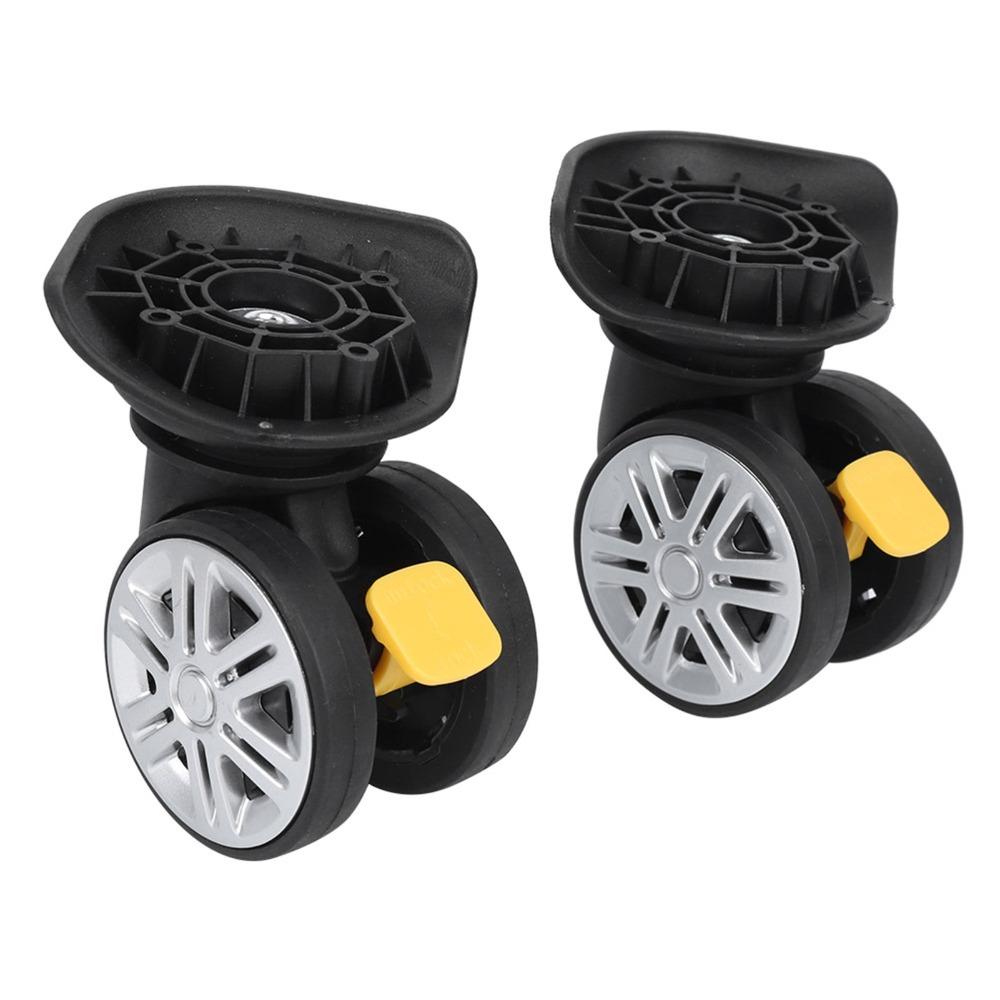 1 Pair Durable Mute Brake Luggage Wheels Replacement Swivel Black Universal Wheel Suitcase Wheels Luggage Repair