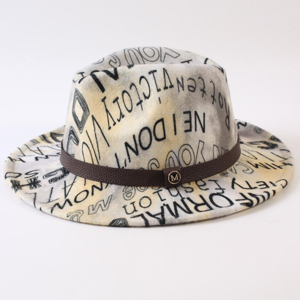 New European and American style letter printing fashion top hat men's and women's fashion jazz hat sunscreen sun hat