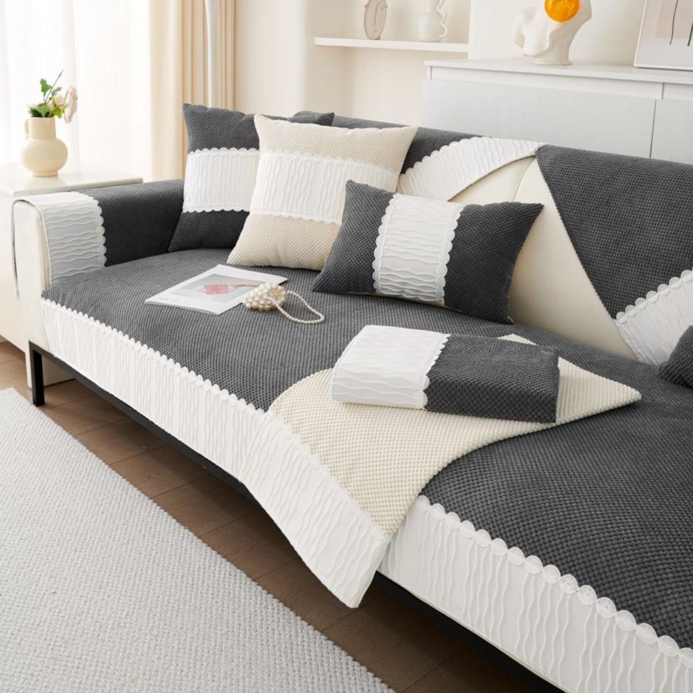 Living Room Anti-slip Couch Sofa Cover Summer Nordic Corduroy Solid Color Sofa Cushion Cover Slipcover Funda