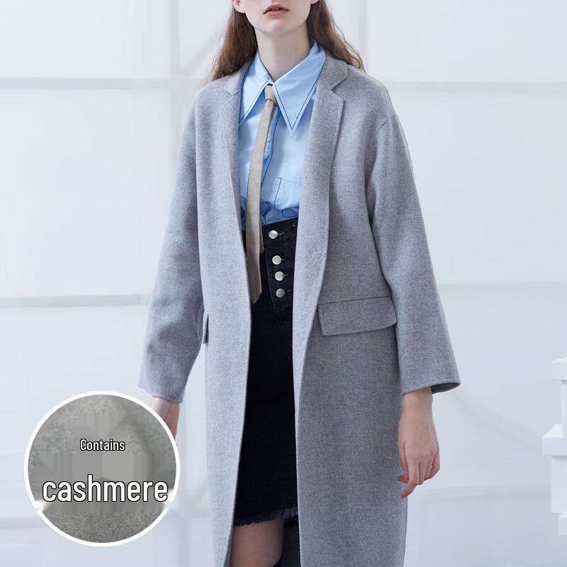 Sinoford Women's Cashmere Blend Lapel Commuter Coat