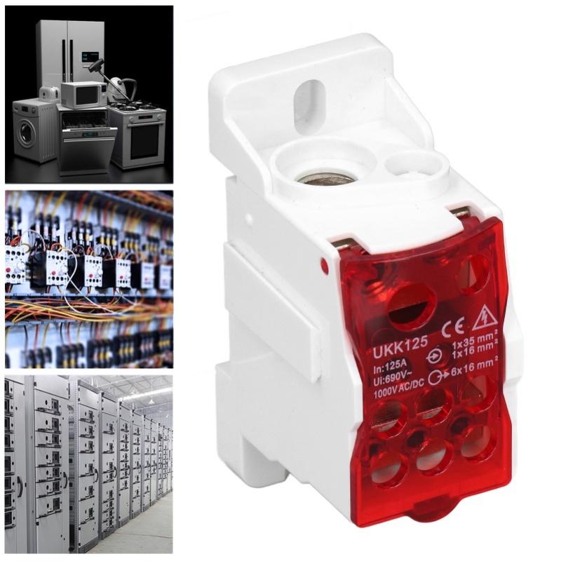 Terminal Block Junction Box DIN Rail Main Line Universal Power Distribution 690V 125A/400A Blue