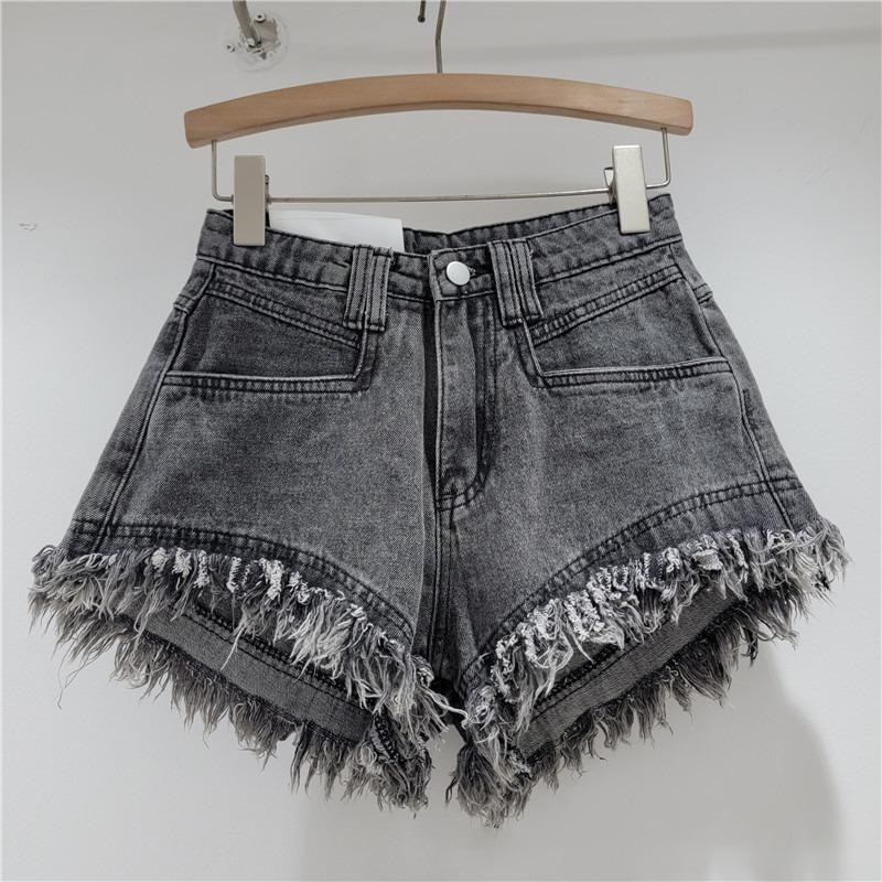 Denim Shorts Women's Jeans High Waisted Tassel Design A Line Wide Leg Pants Booty Shorts