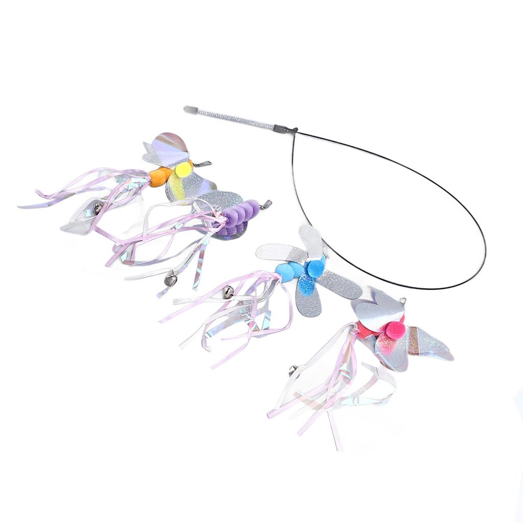 Cat Teaser Wand Toys Fun Interactive Cat Teaser Stick with 4pcs Replaceable Attachments for Indoor Cats Kittens