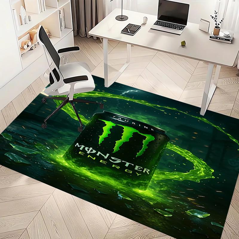 1 Stück Monster Energy LOGO Druck Teppich - Weich, Waschbar, Rutschfest, Indoor-Matte, Wohnzimmer, Home-Office Dekorativer Teppich, Büro Dekoration