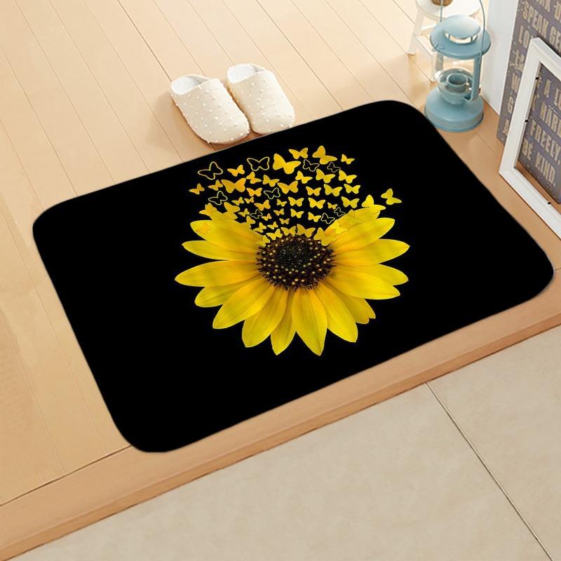 Sunflower Entrance Welcome Door Mat Flowers Bedroom Bedside Decor Carpet Non-slip Bathroom Kitchen Foot Rugs for Indoor Home