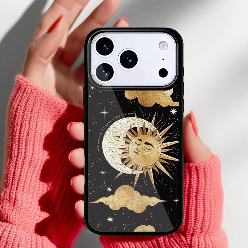 Funny Sun Moon Face soft Phone Case for iPhone 17 16 15 14 13 Pro Max Back Cover for 12 11 Pro Coque