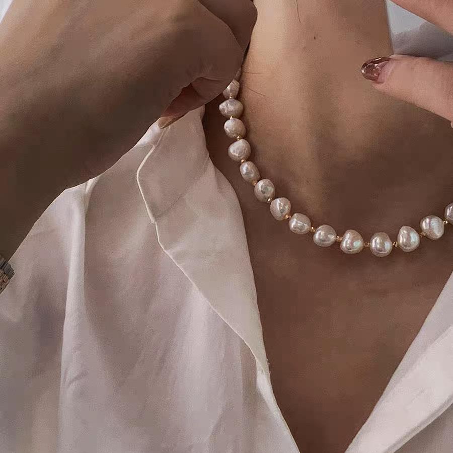 100% Natural Baroque Freshwater Pearl 14K Gold Filled Female Beads Chain Necklace  For Women Mother's Day Gifts No Fade