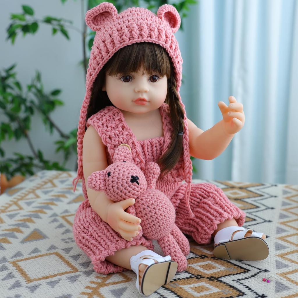Simulação Bebê Reborn 22 Polegadas 55 cm Bonecas Reborn Realistas Vinil Silicone Completo Lavável Móvel Bonecas Bebê Realistas para Crianças Meninas Reborn