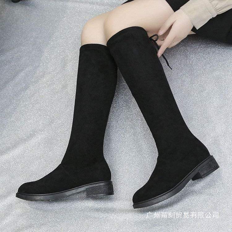 Suede Boots Women's Boots Four Seasons Fleece But Knee Boots Tall Skinny Women's Boots