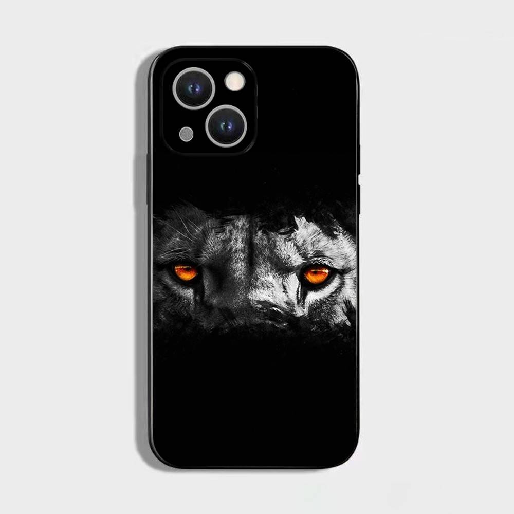 Animal Cover Tiger Lion Phone Case For iPhone 16,15,14,13,12,11 Plus,Pro Max,XS,X,XR,SE,Mini,8,7,Soft Silicone Black Cover