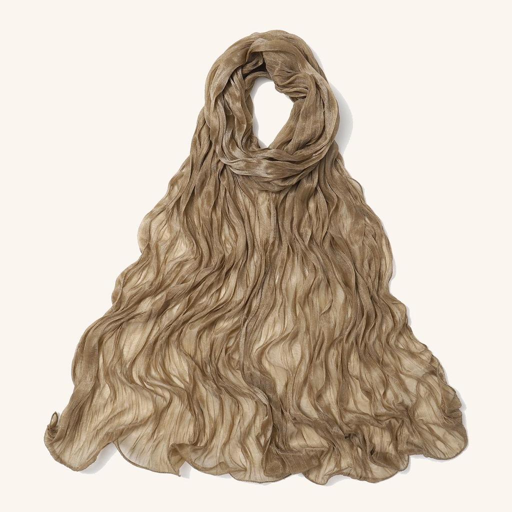 Malaysia Soft Ruffled Lurex Gauze Scarf - Breathable Spring/Summer Headscarf