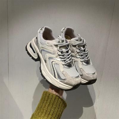 Silver Heightening Platform Shoes Women's 2025 Spring Retro Lightweight Breathable Casual Sports Low-top Dad Shoes Trendy and Versatile