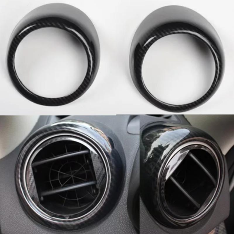 2Pcs Carbon Fiber ABS Car Dashboard Side Air Outlet Vent Panel Cover Trim Sticker Fit for Mazda 3 (2011-2015)