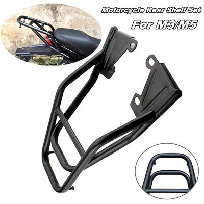 Schwarzer Motorrad-Heckgepäckträger, Werkzeugkasten, Tasche, Montagehalterung, Sitzverlängerung