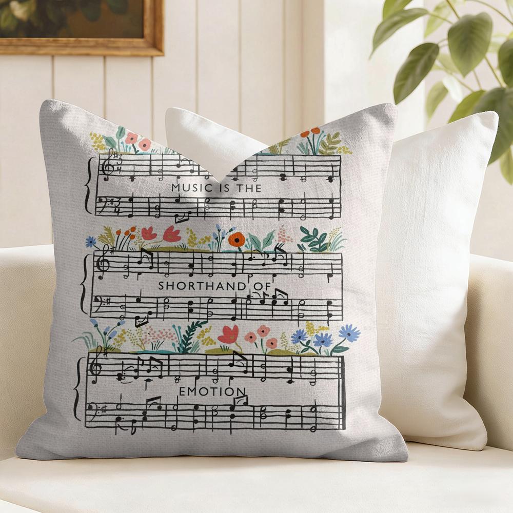 Sheet music design Cushion Cover Natural Linen Double Sided Print  Throw Pillow Case for Sofa Couch Home Decor