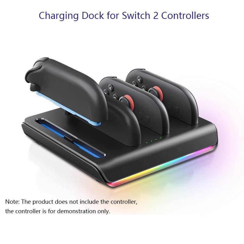 

Док-станция для зарядки контроллеров Joycon для Nintendo Switch 2 2025 - Быстрая магнитная зарядная станция 4 в 1 с RGB-подсветкой и зарядным кабелем 2 фута чёрный