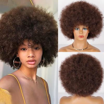 Afro-Perücke für Damen, kurz, gewellt, schwarz, braun, blond, Kunstfaser, gewellte Puff-Perücke für Frauen, Cosplay