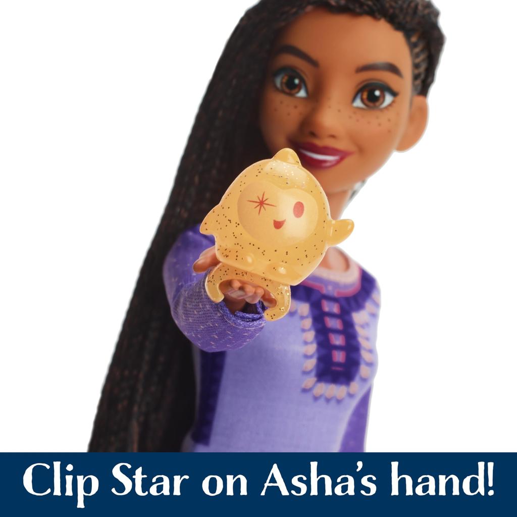 Polly Pocket Mattel Disney Wish Toy Asha of Rosas Singing Fashion Doll & Star Figure with Poseable Outfit Sings "This Wish" in English