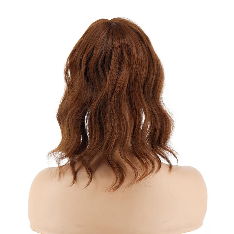 MERISIHAIR Women Natural Short Water Wave Hair Extensions Wig with Bangs Synthetic Fiber Hairpiece Suitable for Party Daily Use