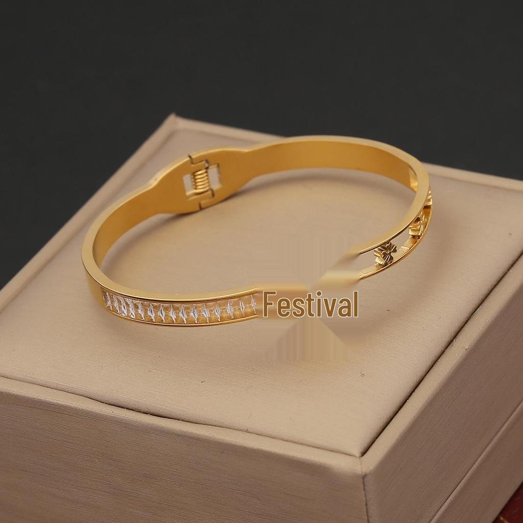 Eis Süßes Voll Diamant Schlangenarmband mit Zirkonia-Blumen – Edelstahl Europäischer & Amerikanischer Modeschmuck