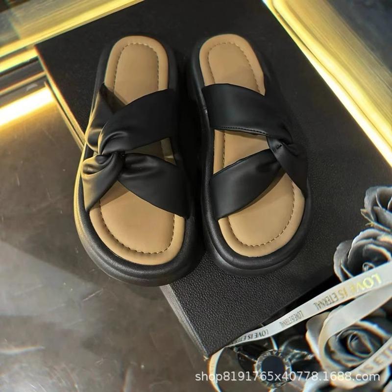 Thick-soled Cool Slippers for Women's Summer Wear 2025 New Fashionable Versatile Fairy Style with Skirt One-word Beach Shoes